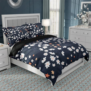 Floral Duvet Cover Microfiber 2/3pcs Queen Daisy Bedding Set Leaves Plant Print Soft Breathable Quilt Cover With Zipper Closure