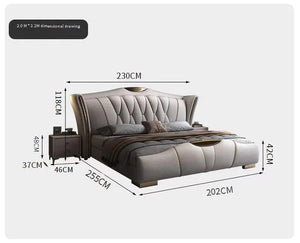 Beautiful bed with queen size bed, luxurious modern style, 1.5m soft leather bed, 1.8m double bed with wooden frame