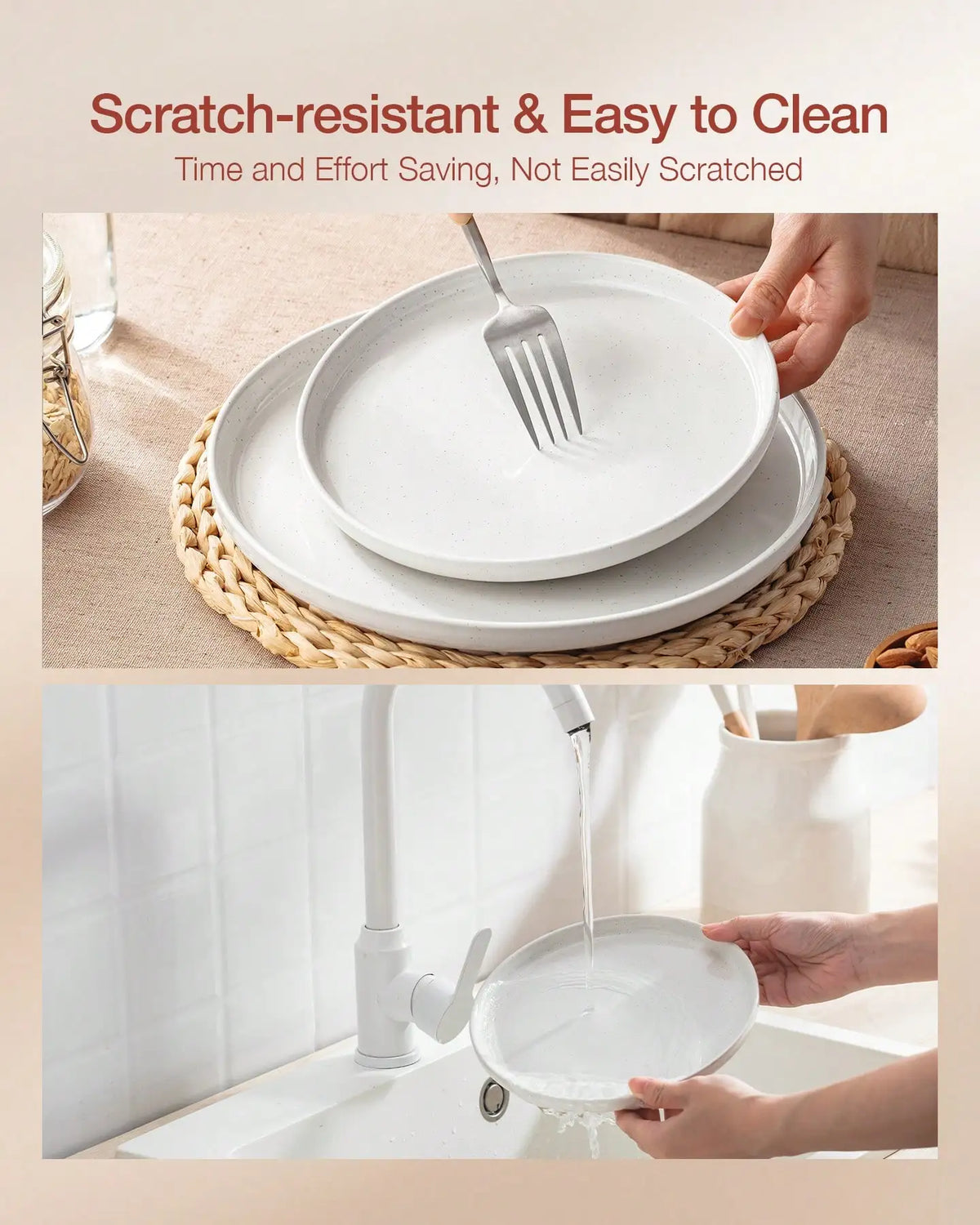 Dinnerware Sets Nordic Modern Dishes Set For 4 Off White Speckled Glazed Ceramic Stoneware 12 Pieces Plates And Bowls Set Microwave Safe For Home Kitchen Dining Housewarming Thanksgiving Christmas Gift